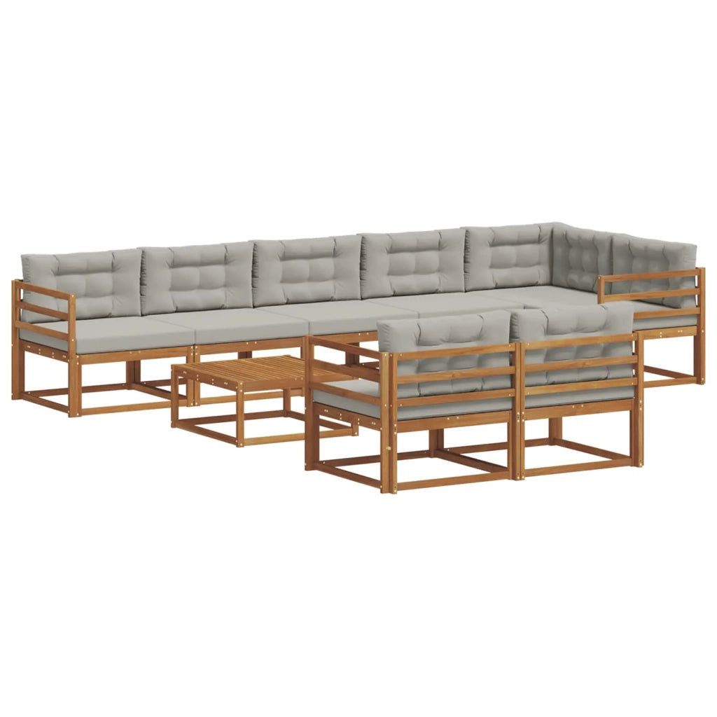 Set di divani da esterno 9 pcs Grigio Naturale e Chiaro 3367774