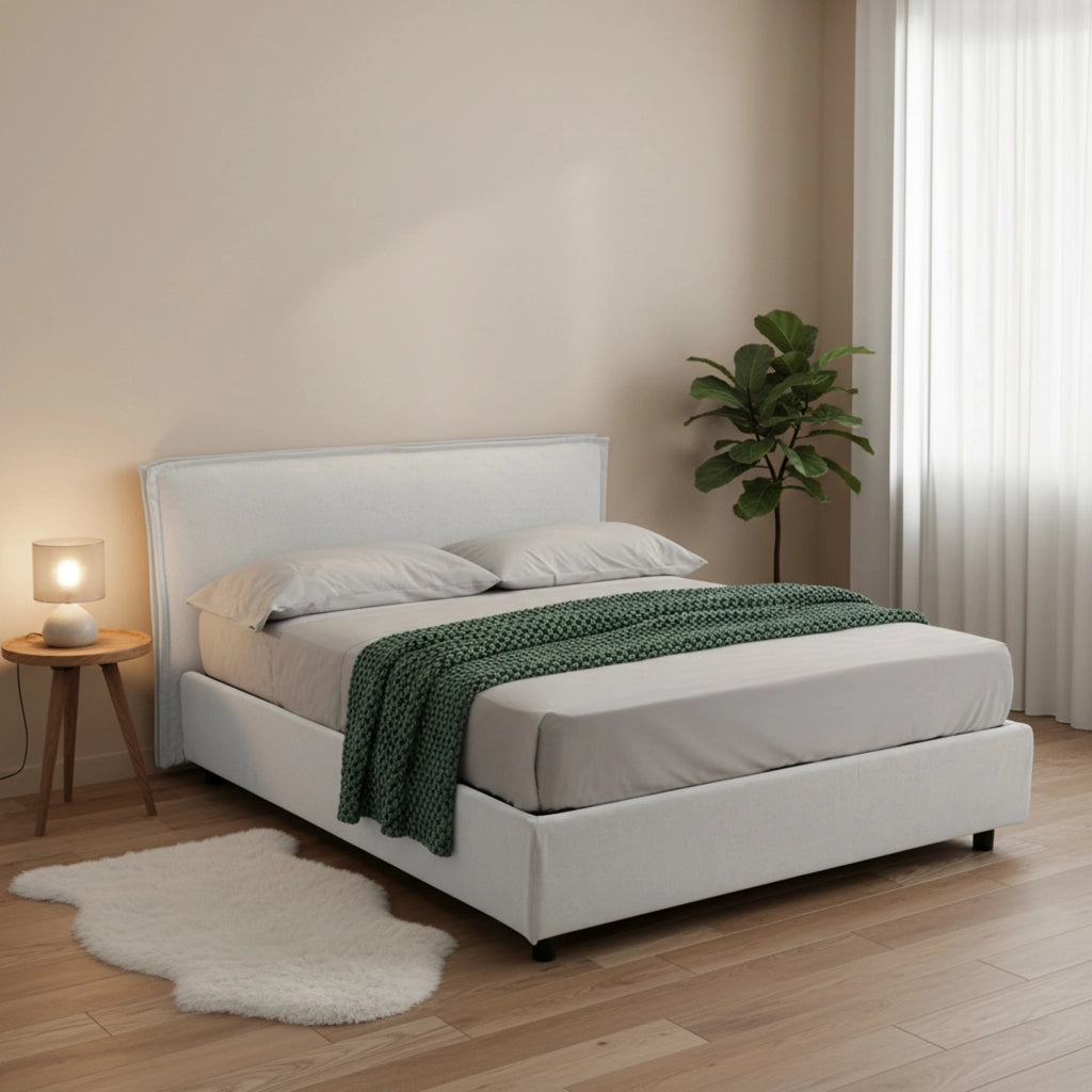 Letto Matrimoniale Bruzolo, Letto Matrimoniale Materasso Incluso Made in Italy, Bianco