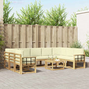 Set di divani da esterno 10 pcs Bianco e Crema 59 x 59 x 37 cm