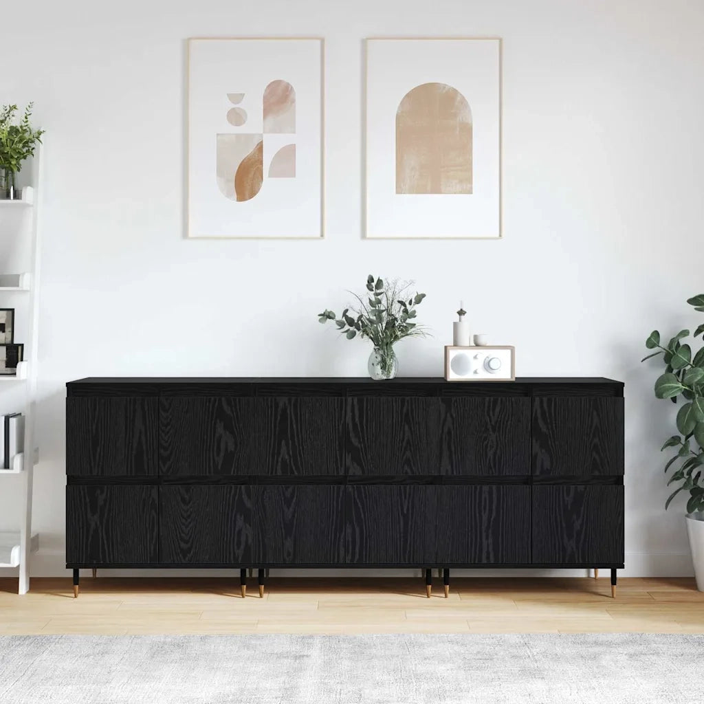 Armadio 3 pcs Rovere Nero 60 x 35 x 70 cm