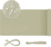 Protezione vista per cancello balcone tessuto Oxford 90 x 300 cm - Impermeabile e resistente al vento - Taupe - Incluso cavo e annodini