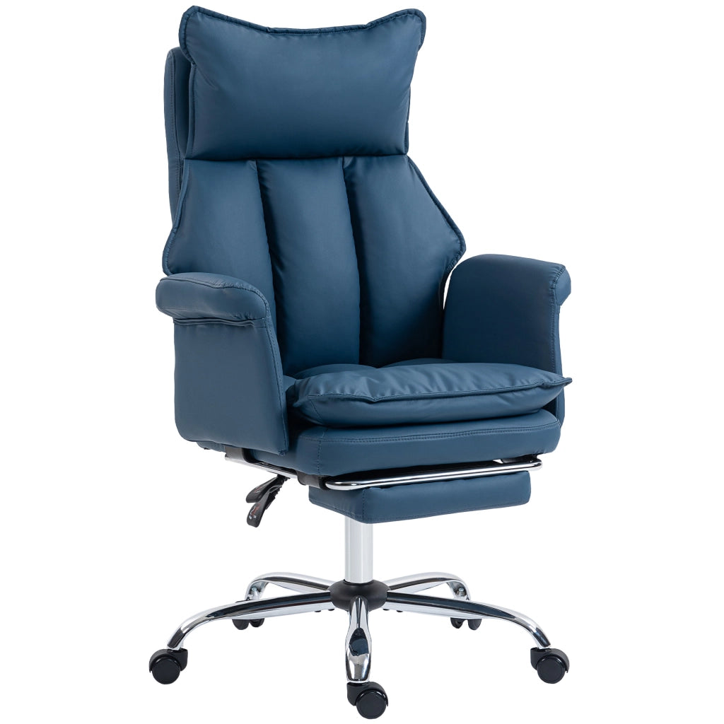 Sedia da ufficio con poggiapiedi ¨C Zephmum ¨C Schienale reclinabile, imbottita, blu