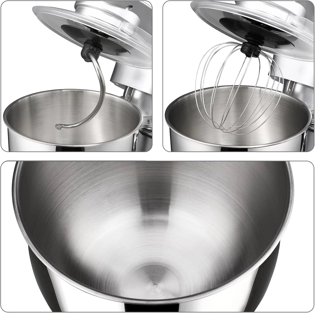 ® Planetaria Impastatrice Elettrica 1000 W Acciaio Inox 4,5L 7 Velocità Accessori Paraspruzzi Ciotola Frusta Gancio Elettrodomestici Cucina
