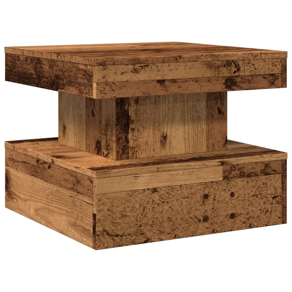 Tavolino da Salotto con Luci LED Legno Antico 50x50x40 cm 857712