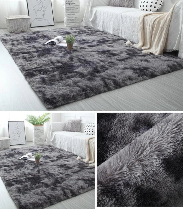 Morbido tappeto in peluche 80x150 cm grigio scuro