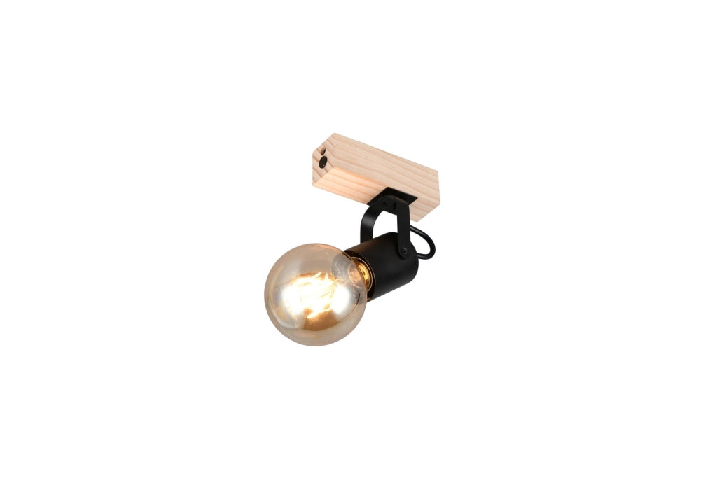 Faretto soffitto vintage 1xE27 nero legno IP20 LYNAR RL
