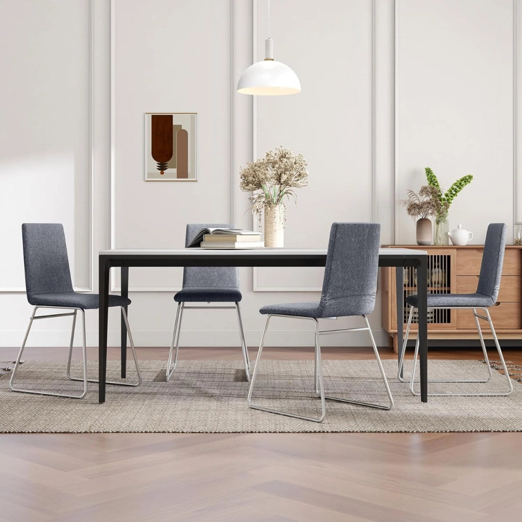 Set di 2/4 sedie da pranzo moderne, Sedia imbottita con schienale pieghevole e struttura in metallo-Sedie da pranzo