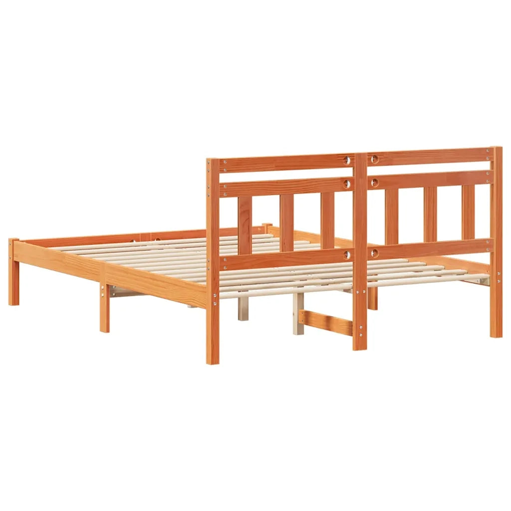 Struttura del letto Marrone 135 x 190 cm Pino massello