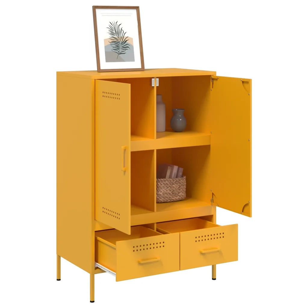 vidaXL Credenza Giallo Senape 68x39x101,5 cm in Acciaio