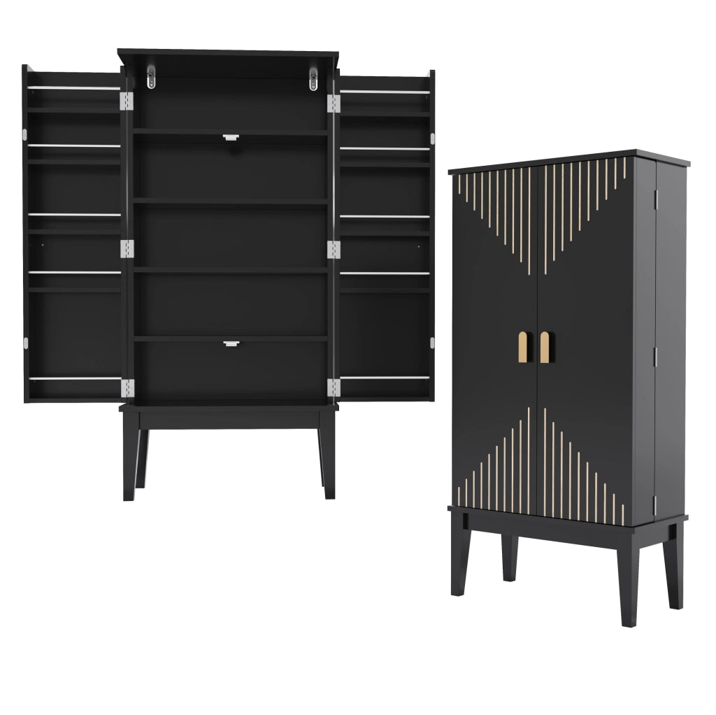 Mobile contenitore vintage in MDF 120 x 59 x 30 cm; nero
