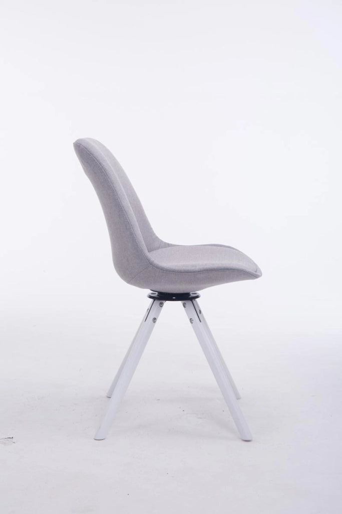 Sedia ospite Troyes Girevole Tessuto Rotondo grigio,bianco