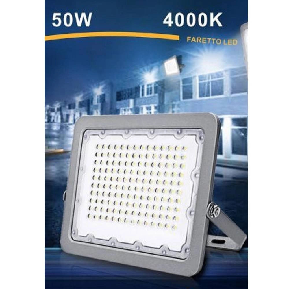 Trade Shop - Faro Led Proiettore 50w Per Esterno Grigio Ip65 Luce 6500k 4000k 3000k Fs50w -