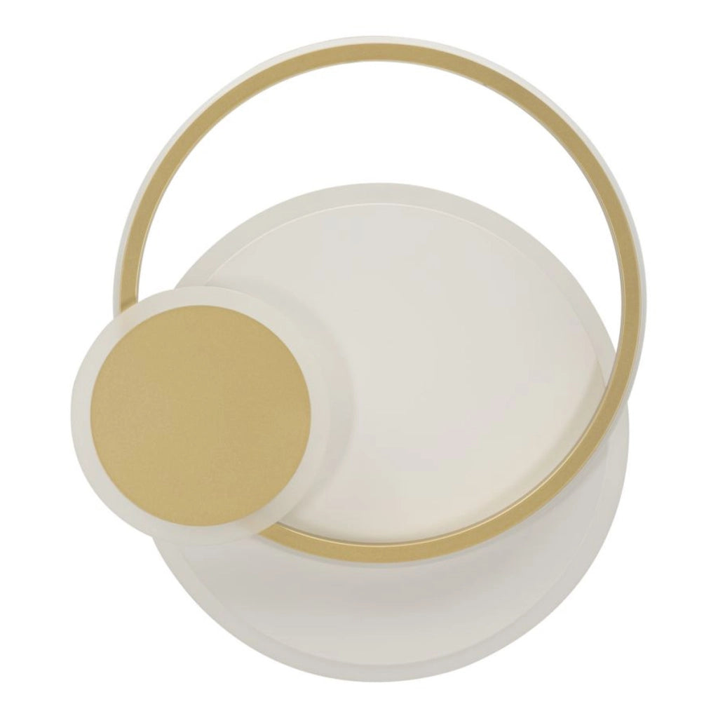 Lampada da parete Dish circolare in alluminio oro e bianco