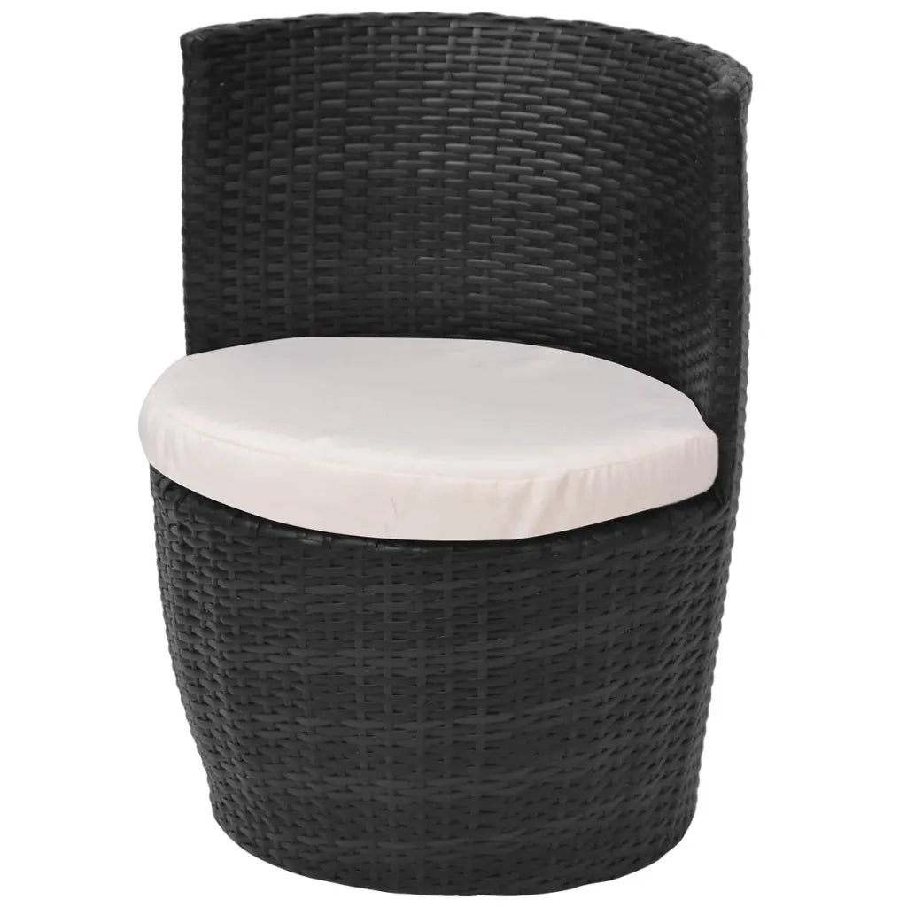 Set da Bistrot 3 pz | Set Salotto da Giardino con Cuscini in Polyrattan Nero