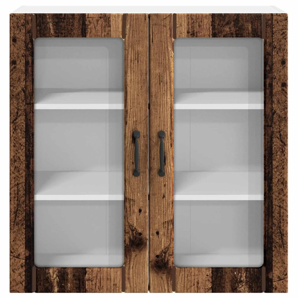 Pensile da cucina | Mobile in vetro da parete LUCCA Legno antico 80 x 31 x 80 cm