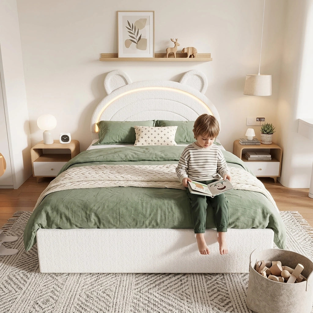 letto imbottito velluto beige 140 x 200 cm