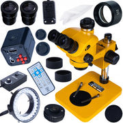 Mikroscopio Trinoculare 7–50x con Fotocamera 16MP 4K HDMI + Lente Barlow 0.5x + Illuminatore LED 56x