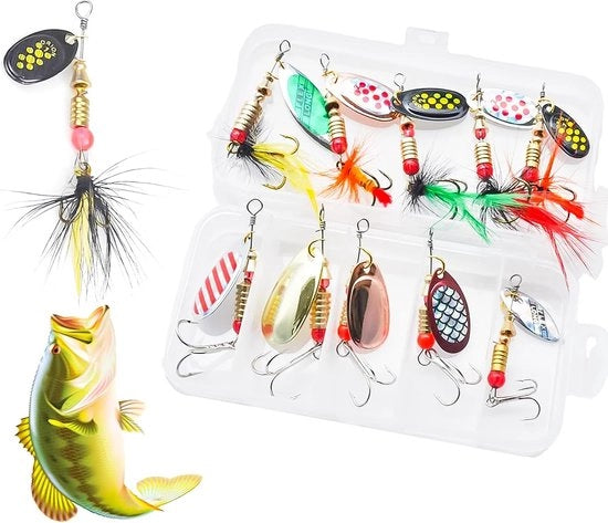 Lancio per Pesca 10 Pezzi con Paillettoni Metallici - Utilizzato per la Cattura di Merluzzo, Salmone e Barracuda