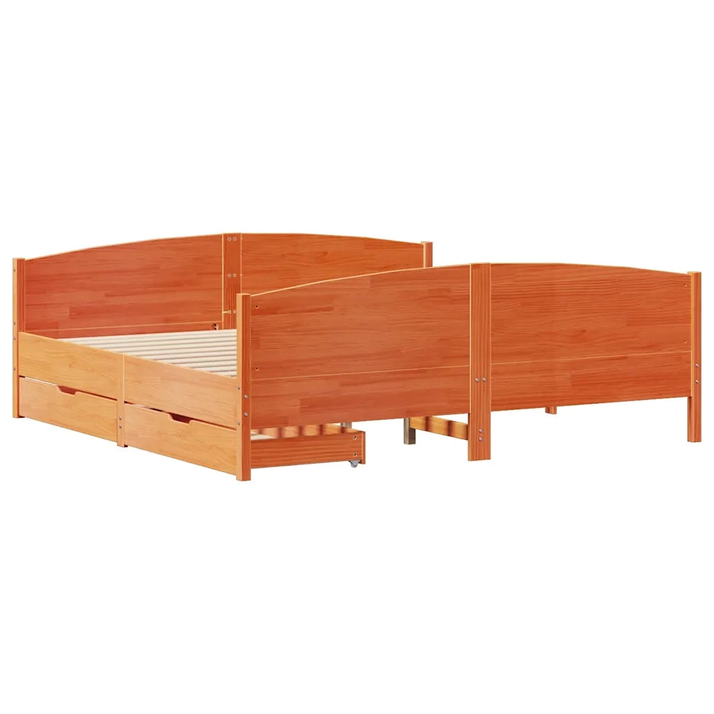 Letto senza Materasso-Struttura Letto Marrone Cera 160x200 cm in Legno di Pino 305684