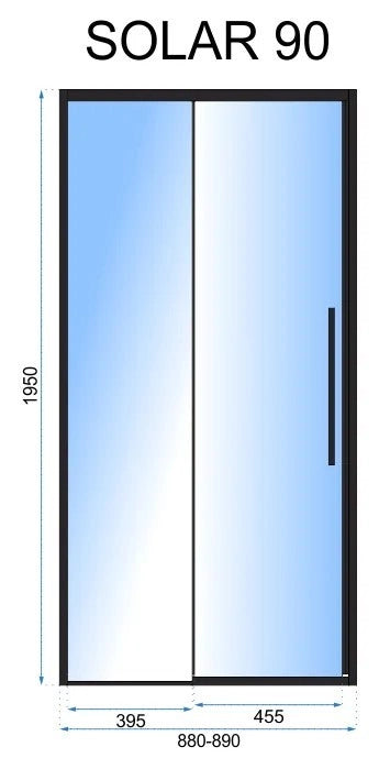 Porta Doccia Solar Black Mat 90