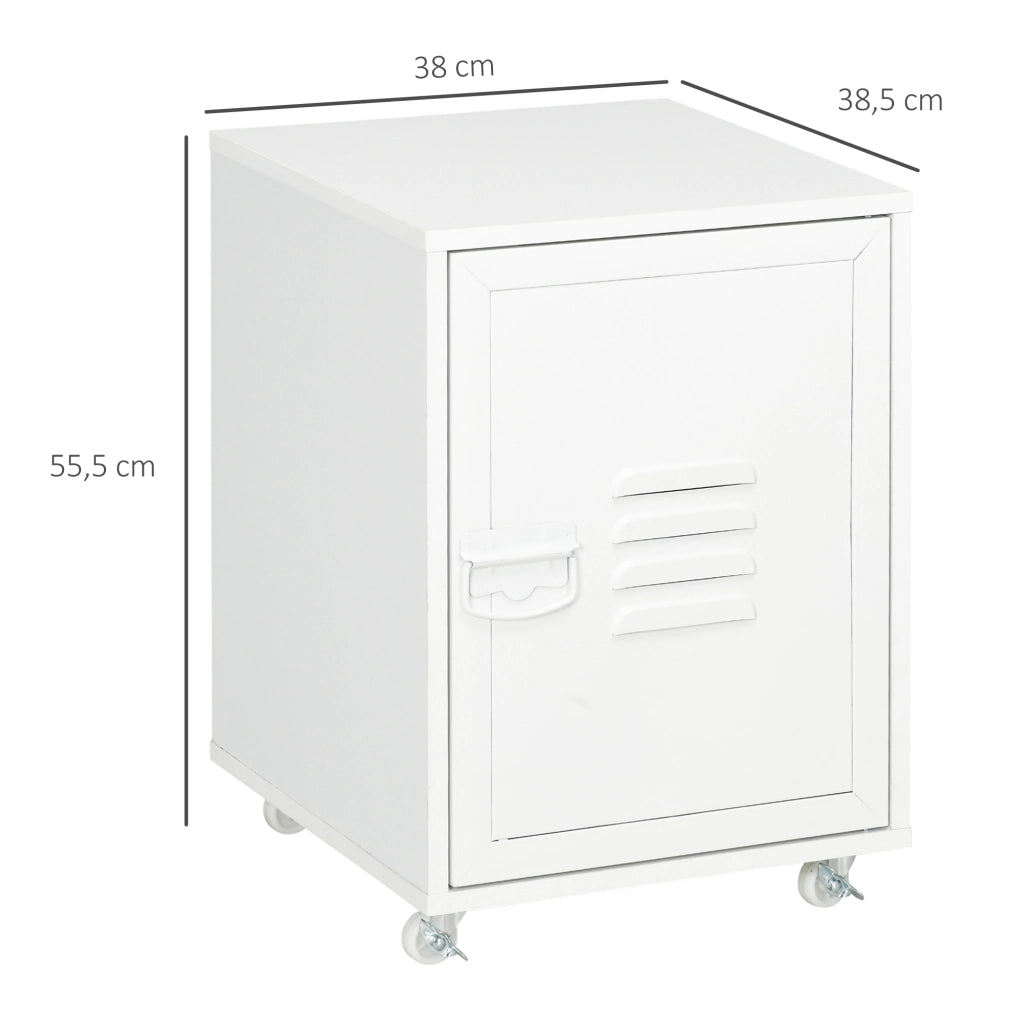 Cassettiera con Ruote e Ripiani Regolabili ¨C zephmum ¨C 38x38,5x55,5 cm Bianco