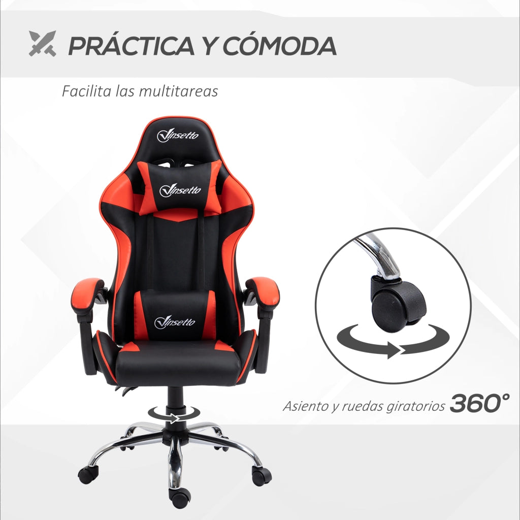 Sedia da Gaming Racing Girevole Regolabile in Altezza ¨C zephmum ¨C Rosso 63x67x122-130 cm