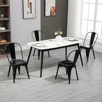 Set 4 Sedie da Cucina Impilabili 53x45x85 cm in Acciaio Nero