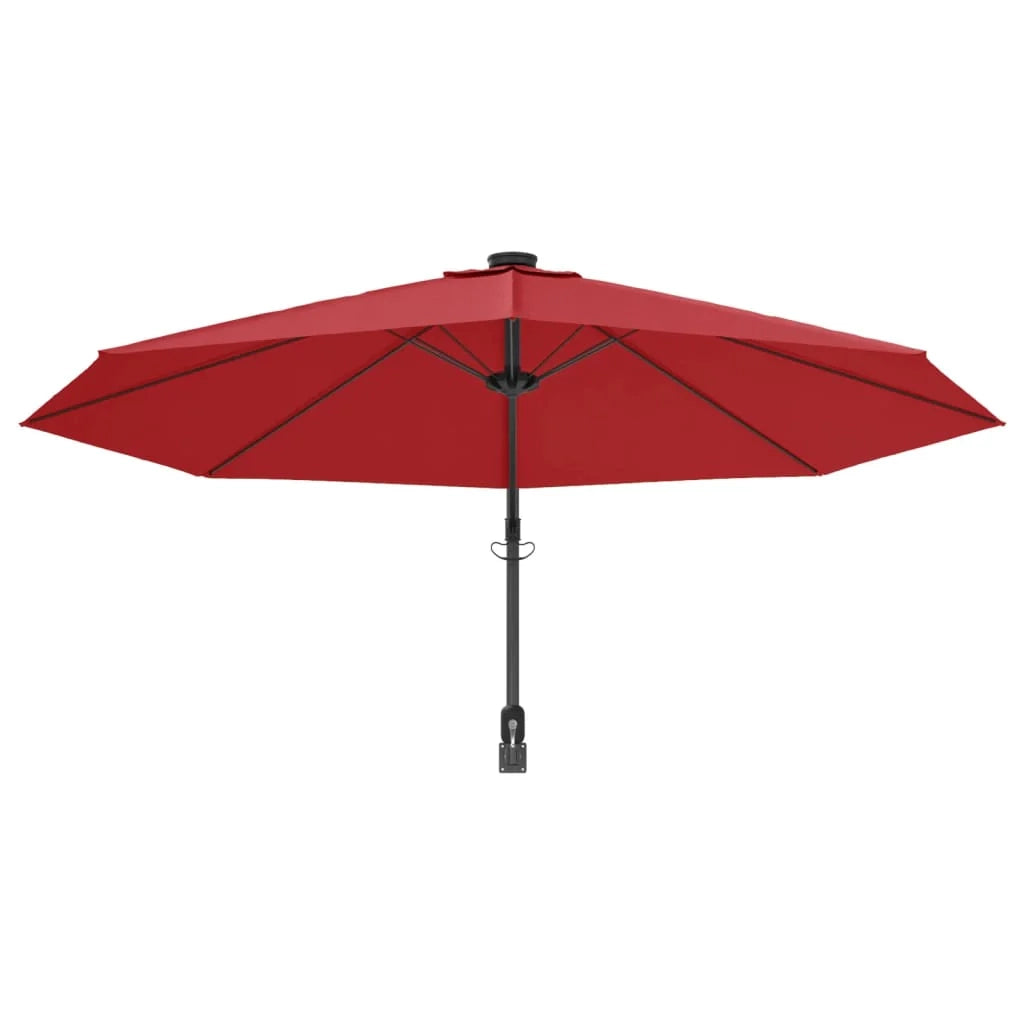 Ombrellone da parete con LED 290 cm rosso 02_0008680