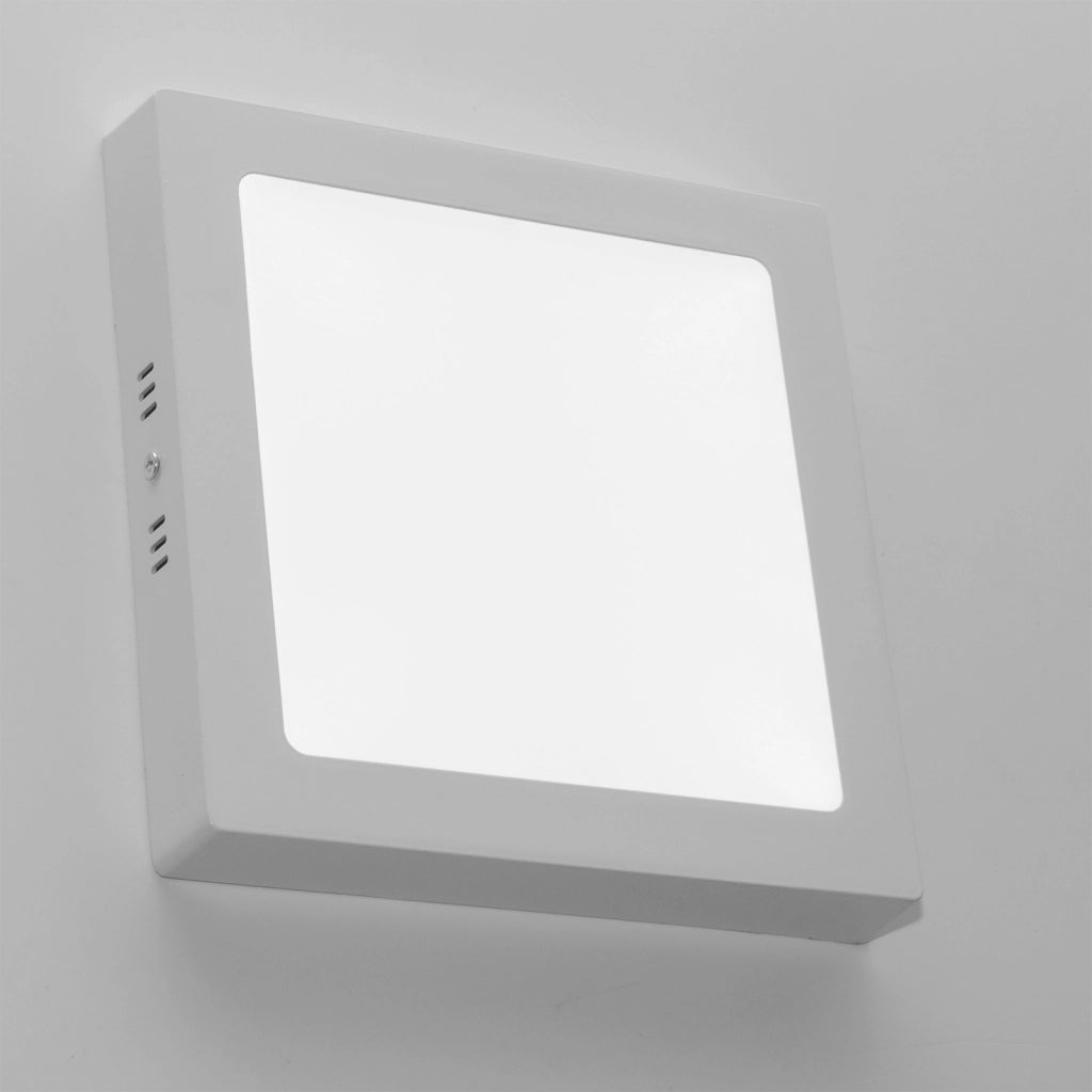 Plafoniera LED soffitto lampada parete muro 25W resa 250W luce interni ripostiglio bagno 230V QUADRATA LUCE CALDA 3000K