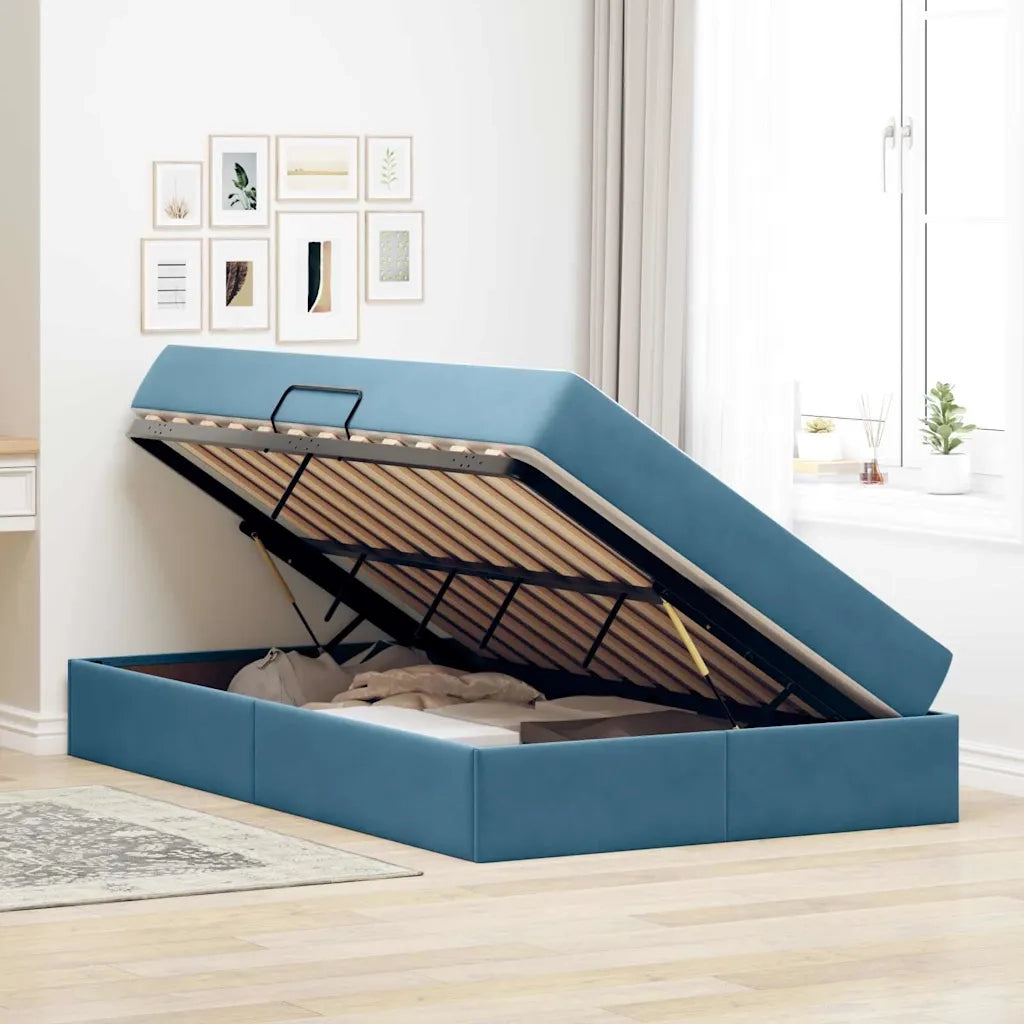 Letto con contenitore e materasso Blu Scuro 120 x 200 cm 3399716
