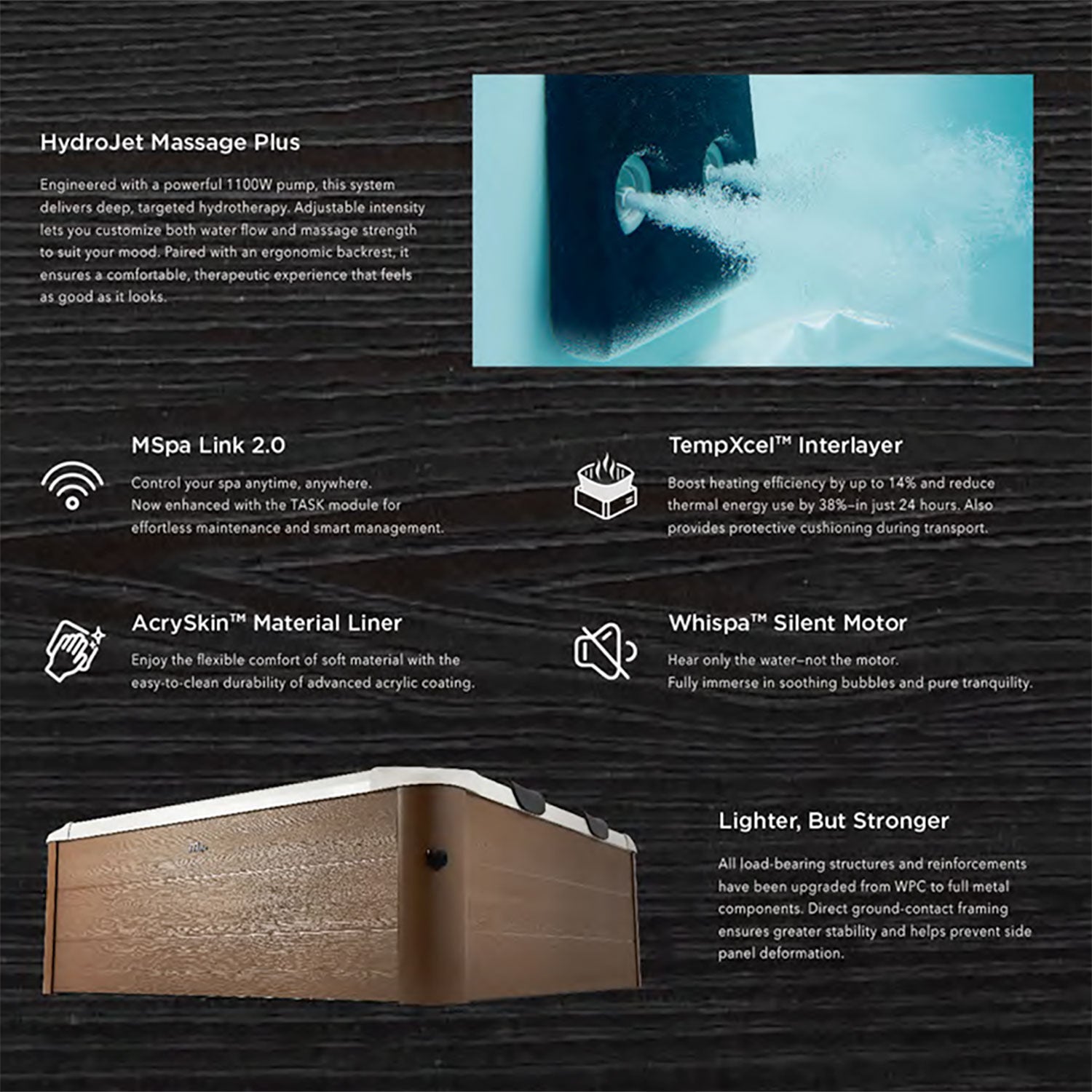 Vasca Idromassaggio Spa Oslo Amber Aero Plus Smart con Wifi per 6 Persone 180x180x65 cm in Materiale Plastico Effetto