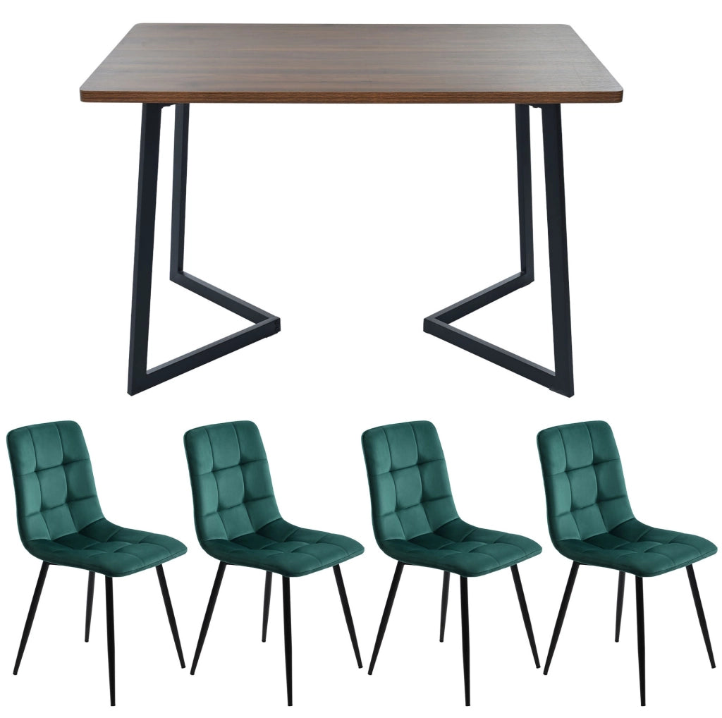 Gruppo tavolo e sedie 68x117 cm; design moderno; MDF; colore noce