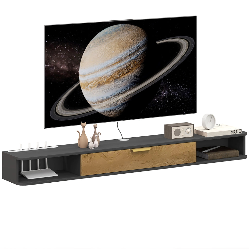 Mobile TV parete con ante e cassetti ¨C Minimal ¨C Grigio 160x24x16