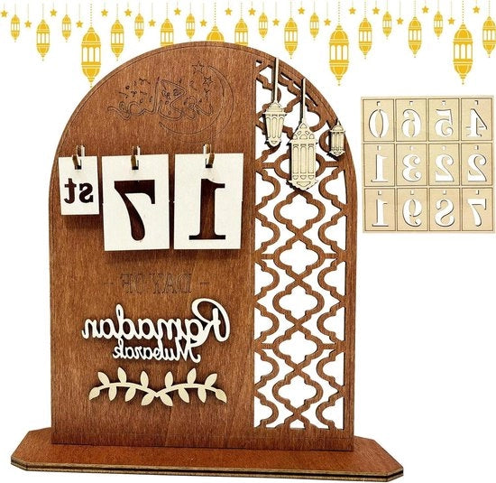 Decorazione in legno per Ramadan - calendario per bambini da assemblare Eid Mubarak