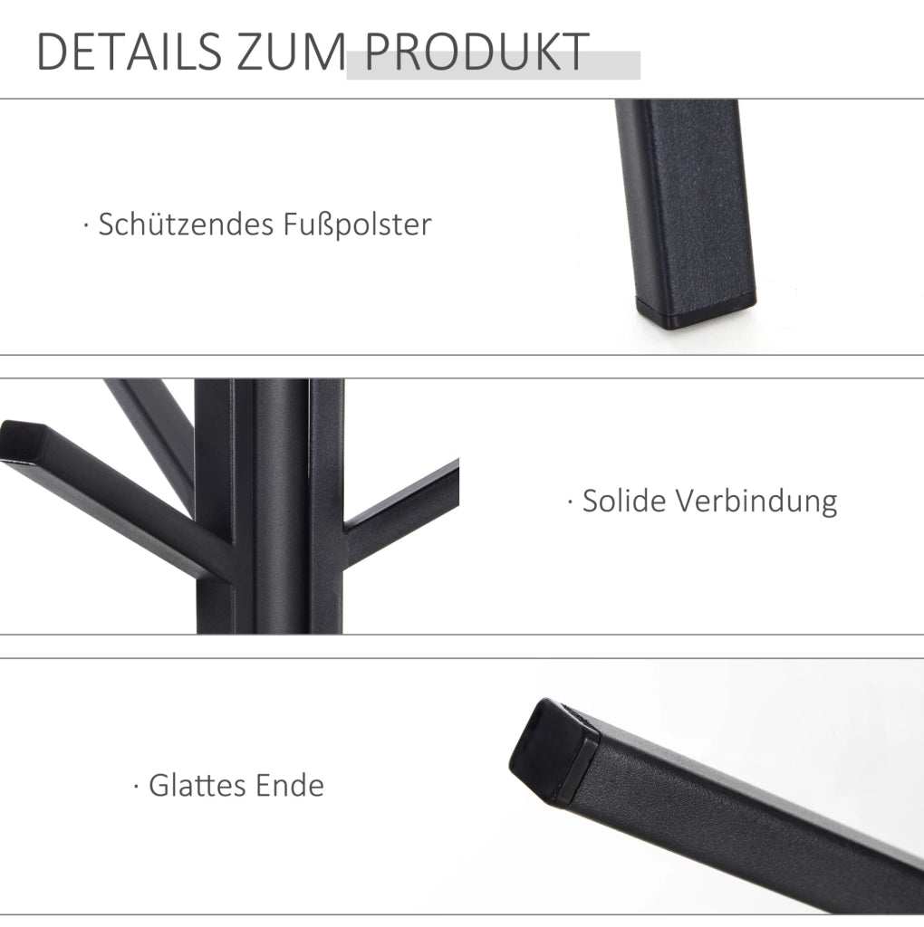 Appendiabiti da terra moderno nero in metallo e MDF, 180 cm