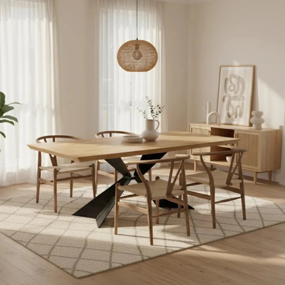 Tavolo da pranzo fisso in legno impiallacciato rovere naturale Taurus 160x90 cm fino a 8 posti Made in Italy | Duzzle