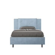 Letto imbottito 1 piazza e mezza 120x200 cm Appia - Con rete,Microfibra,Azzurro
