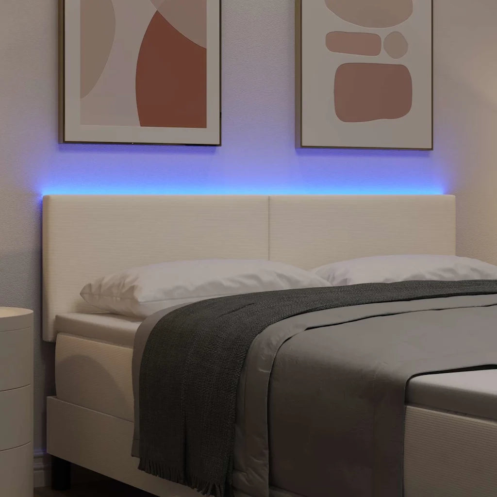 Testiera LED con strisce LED Crema 160 cm Tessuto in Cords 3338031