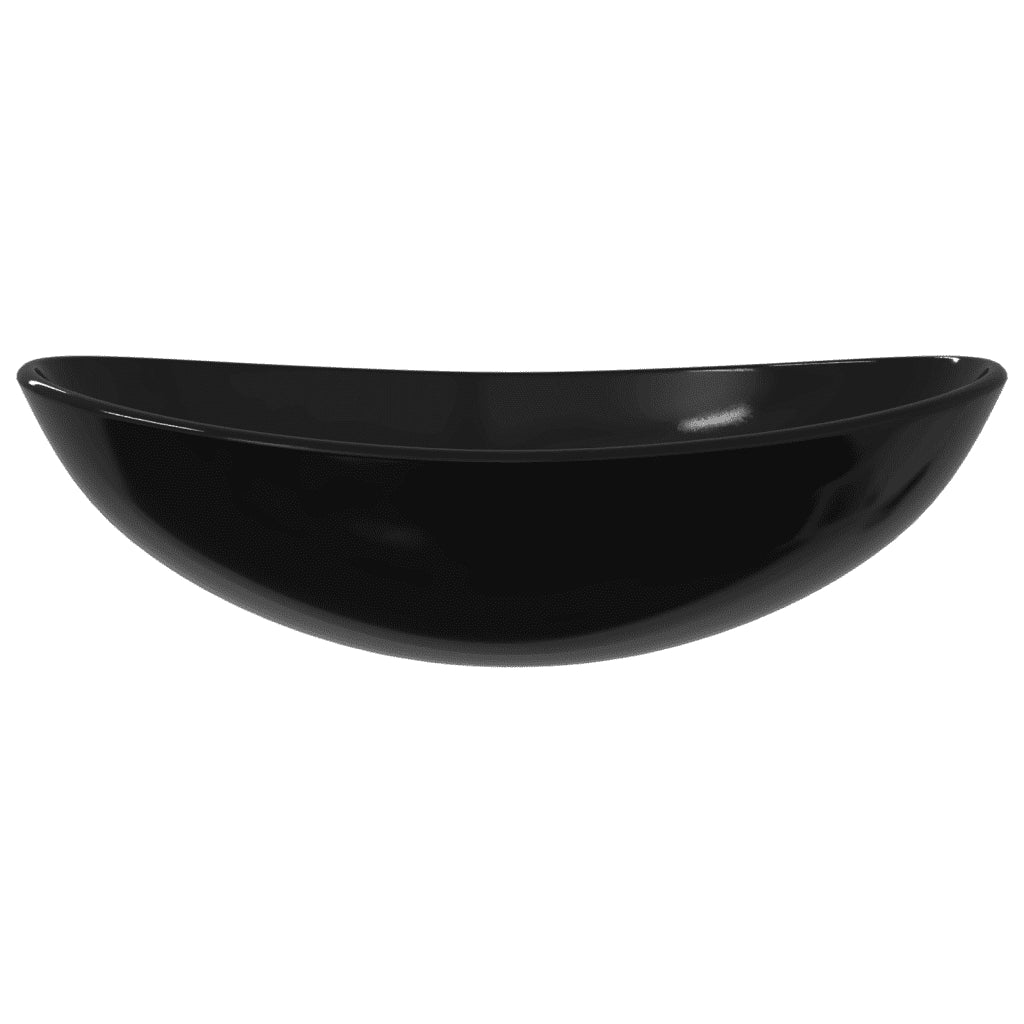 Lavandino in Vetro-Lavabo-Lavello Temperato 54,5x35x15,5 cm Nero
