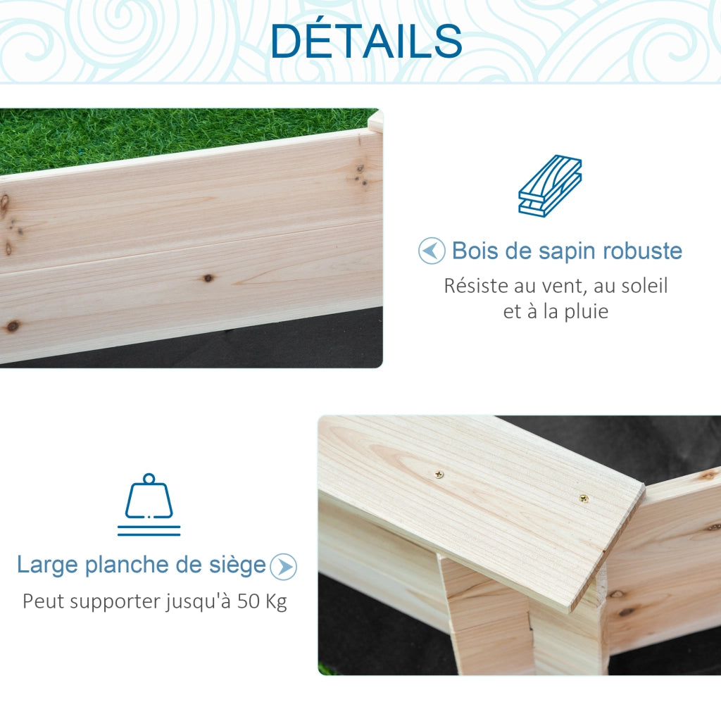 Sandbox Ottagonale in Legno ¨C zephmum ¨C 139.5x139.5x21.5 cm con Bache e Tappeto