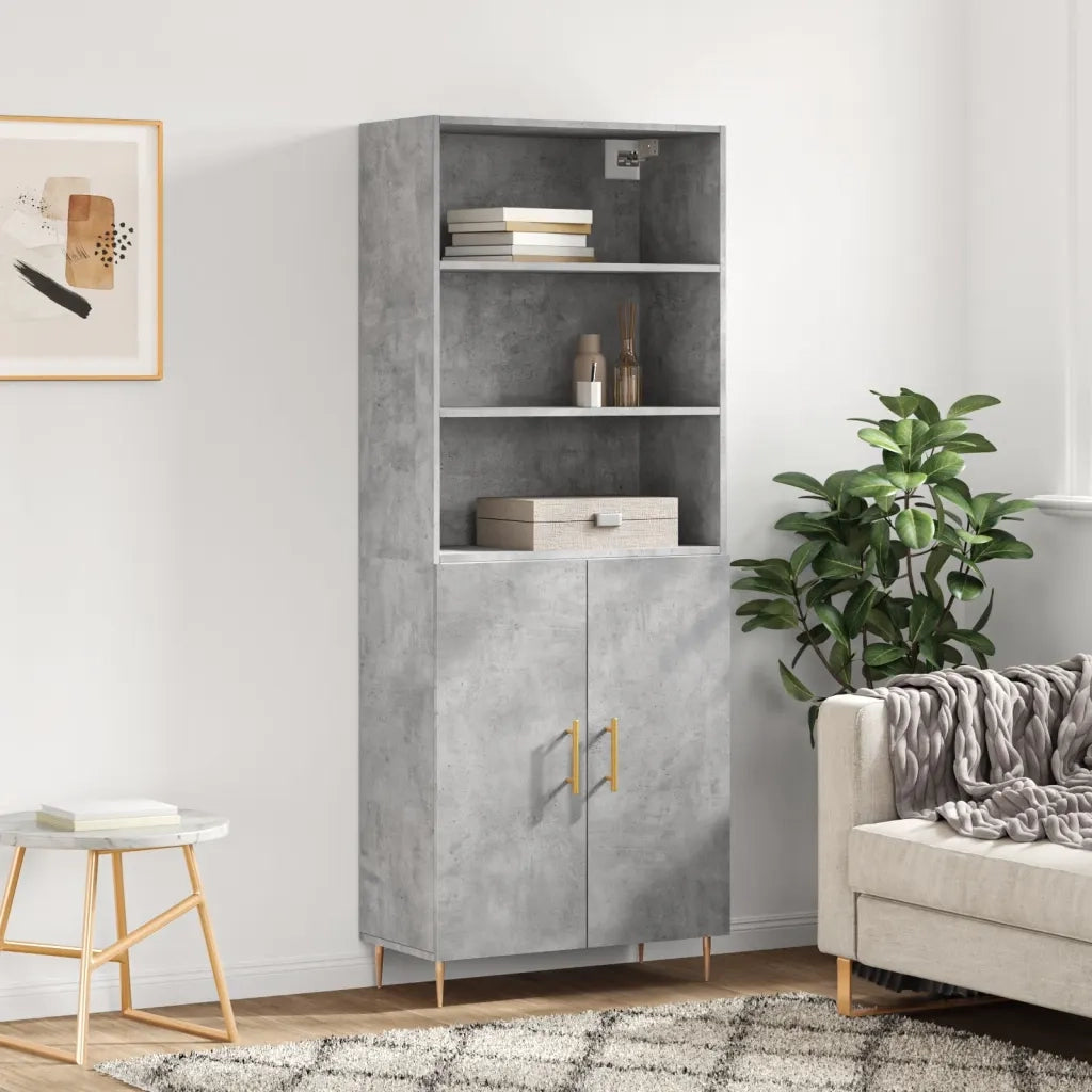 Credenza | Madia | Buffet da pranzo | Armadio da pranzo Grigio Cemento 69,5x34x180 cm in Legno Multistrato