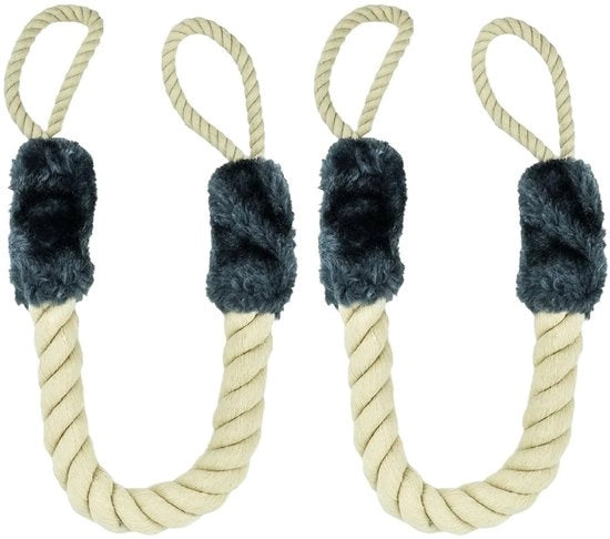Deurkoord a due pezzi, protezione per le maniglie delle porte, fermacassette per porte, stopper per porte in cotone per bambini e animali domestici, protezione per dita e maniglie, 60 cm protezione di sicurezza (blu)