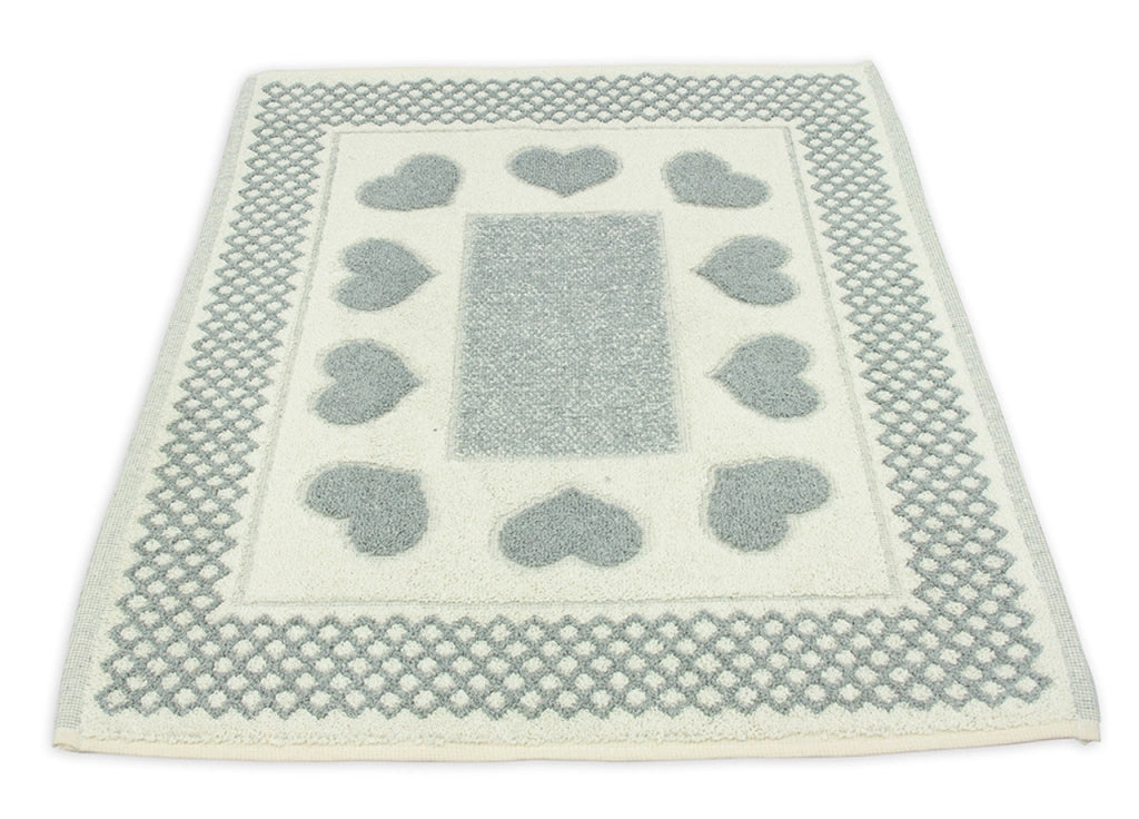 Tappeto Bagno Doccia Spugna Tappetino Assorbente Cotone Pelo Corto Mod. Love O.B - 60x120 - Grigio