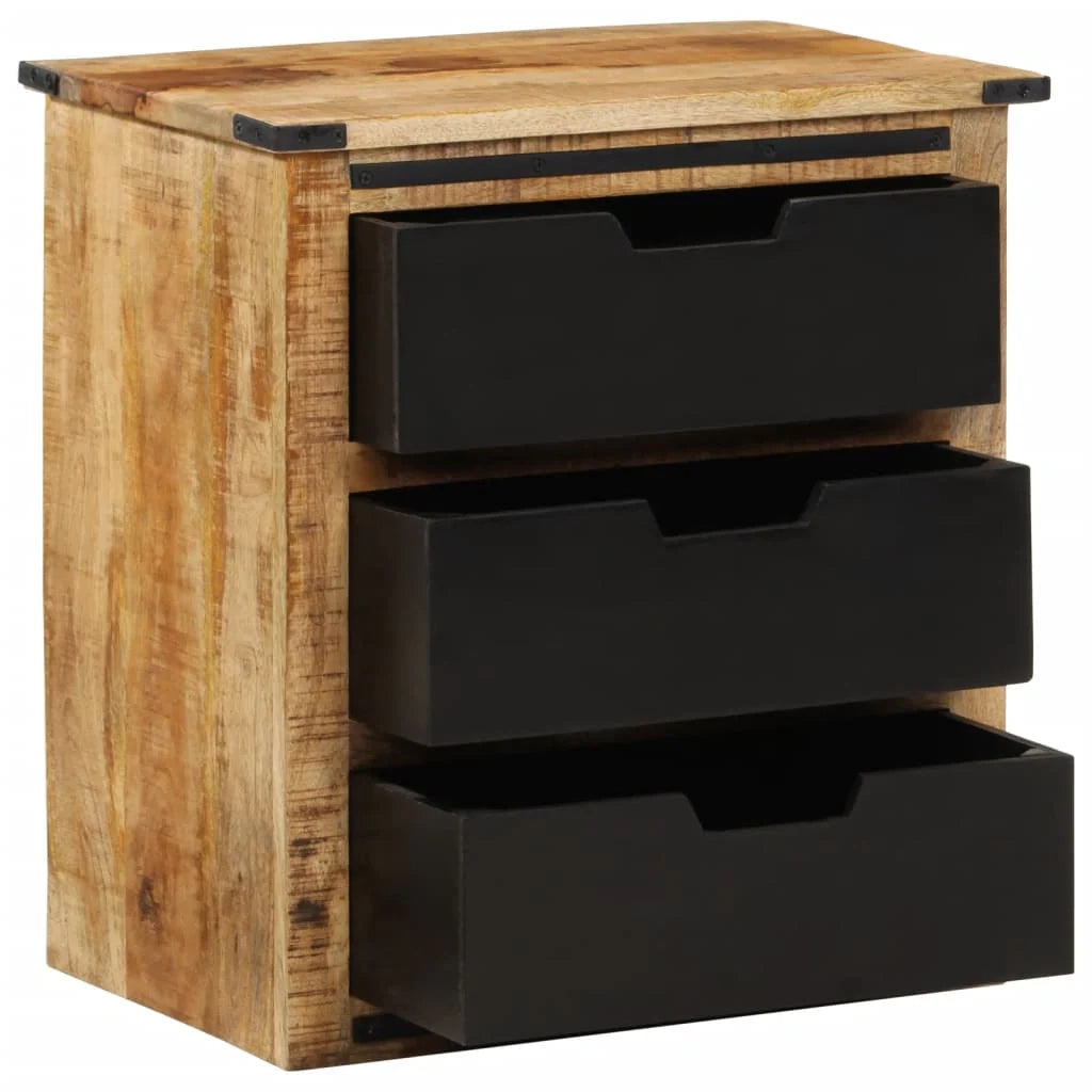 Credenza cassettiera armadio mobile contenitore organizer per cucina soggiorno salotto con 3 cassetti 55 x 35 x 60 cm legno massello di mango marrone 02_0029737
