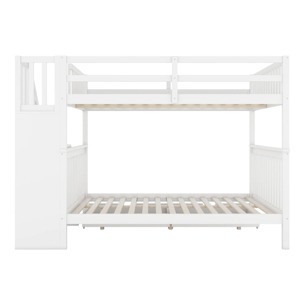 LETTO a castello con scala e 2 cassetti 140x200 cm bianco
