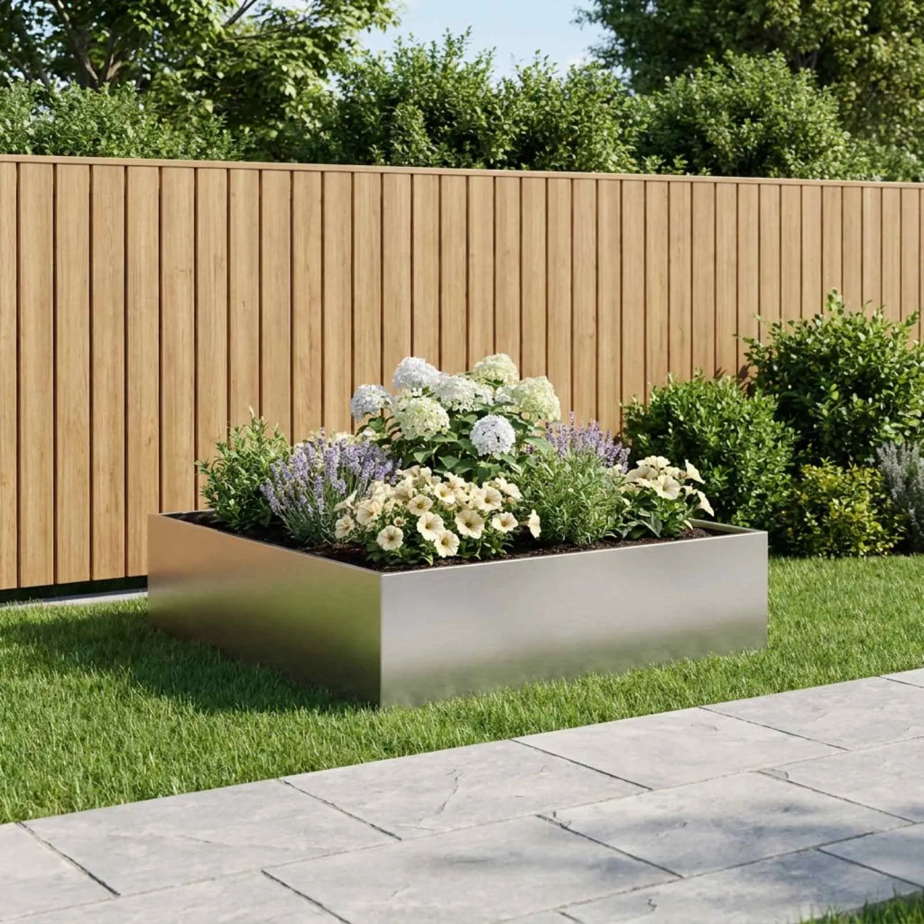 Vaso da giardino Argento 80 x 80 x 30 cm Acciaio Inox 8005072