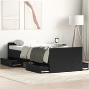 Letto senza Materasso Nero Rovere 75x190 cm Legno Ingegnerizzato
