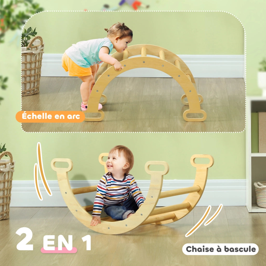 Letto a soppalco bambini in legno naturale con scala ¨C zephmum ¨C 90x200