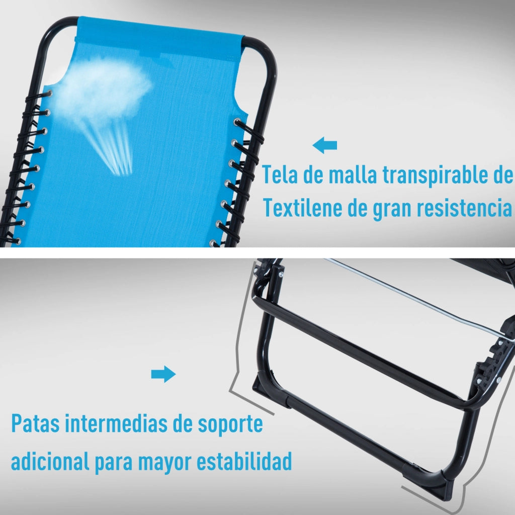 Tumbona reclinabile ¨C zephmum ¨C 189x58x30 cm blu chiaro