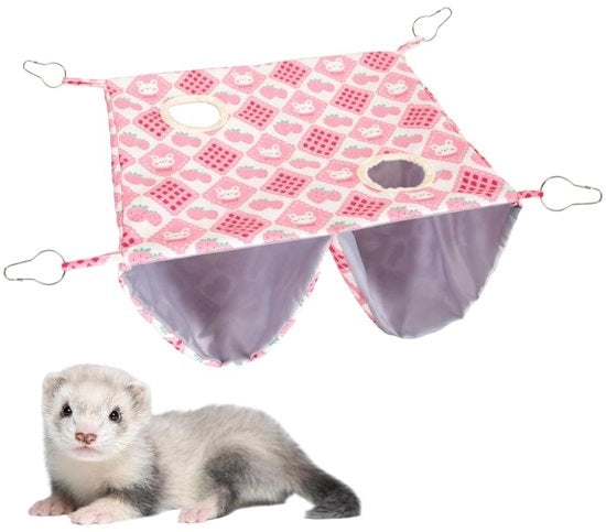 Materassino per Animali con Due Strati di Design - Materassino per Piccoli Animali - Materassino con Ganci in Acciaio Inossidabile - Tenda per Nascondersi e Area di Gioco - Adatto per Topi, Ratti, Cavi - Materassino per Animali